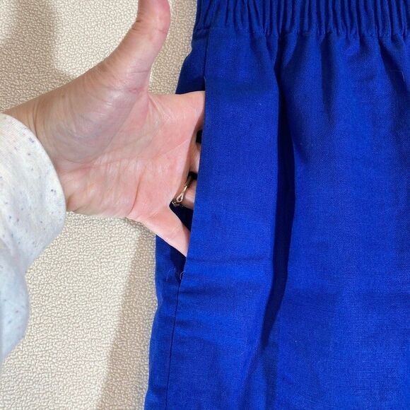 J Crew Skirt Sz 8 Cobalt Blue Linen Elastic Waist Pockets Lined Resort Wear - Picture 4 of 9